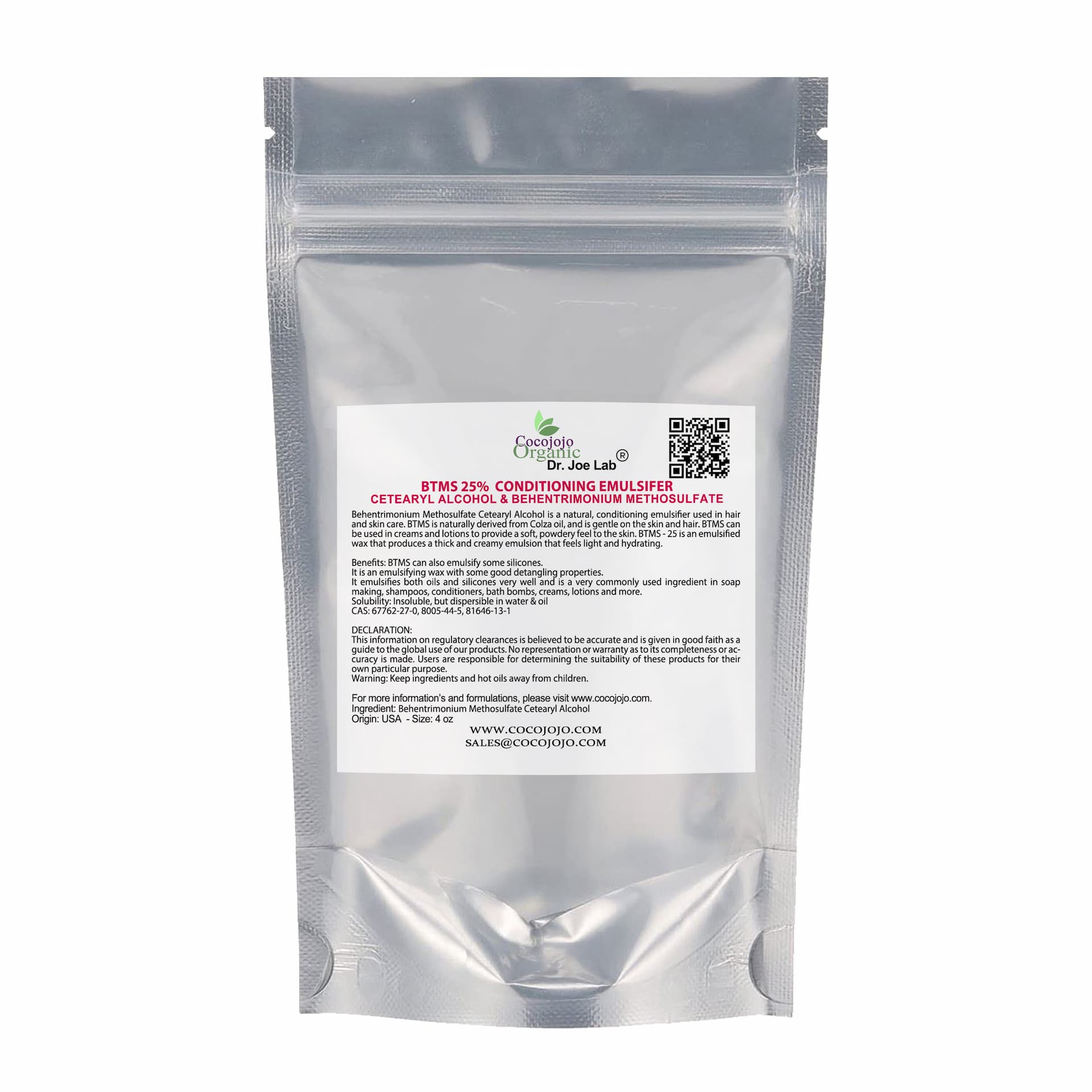 BTMS 25% Behentrimonium Methosulfate Cetearyl Alcohol Emulsifying Conditioner