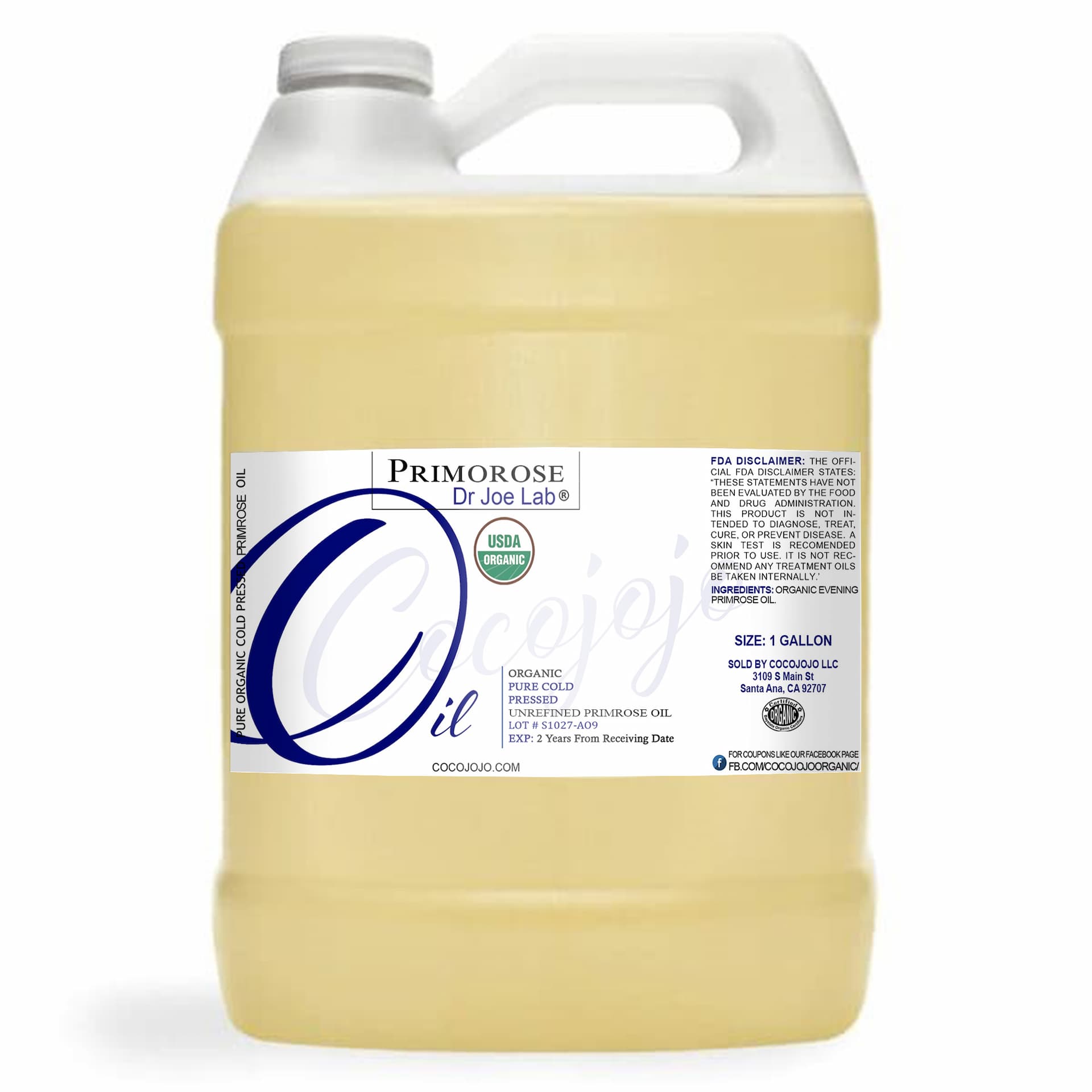 Evening Primrose Oil – Unrefined – USDA Certified Organic