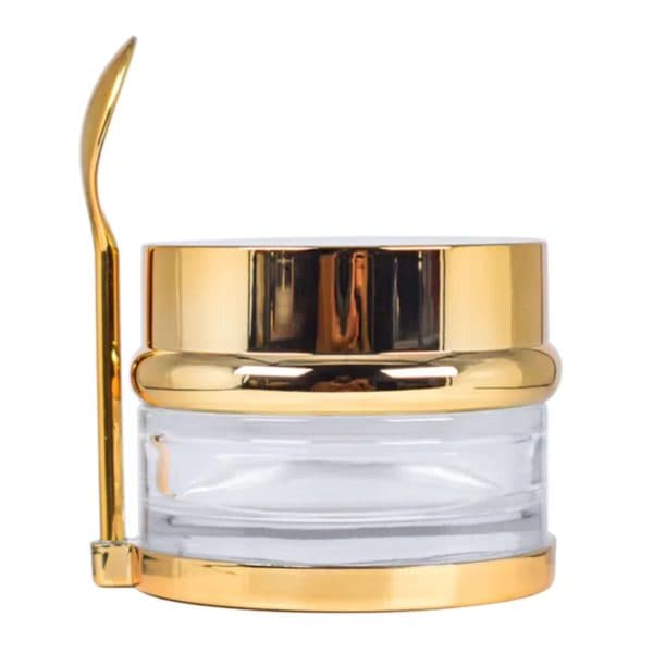 Gold Cap Cream Jar with Gold Spoon | 1 oz