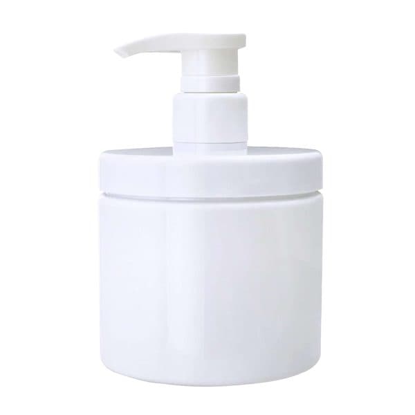 Refillable White Wide Neck Plastic Pump Jar | 16 oz