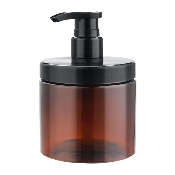 Refillable Brown Wide Neck Plastic Pump Jar | 16 oz