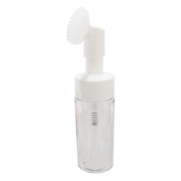 Transparent Plastic Foaming Face Wash Bottle with Silicone Brush | 5oz/150ML